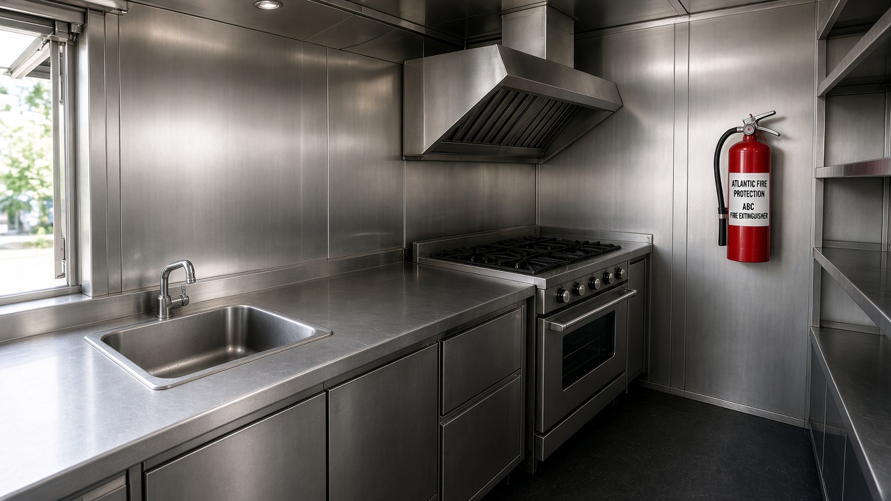Food truck cooking line fire protection