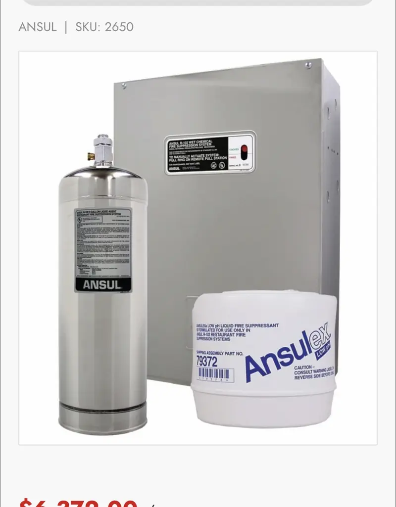 ANSUL R-102 wet chemical fire suppression system components