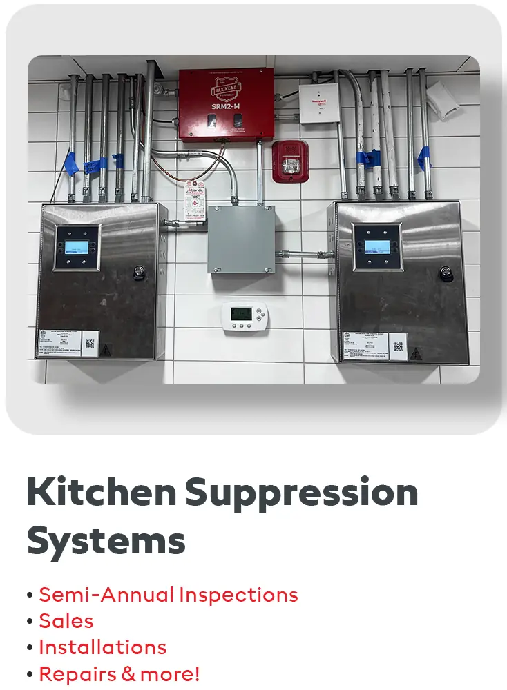 Kitchen fire suppression system cabinets and piping